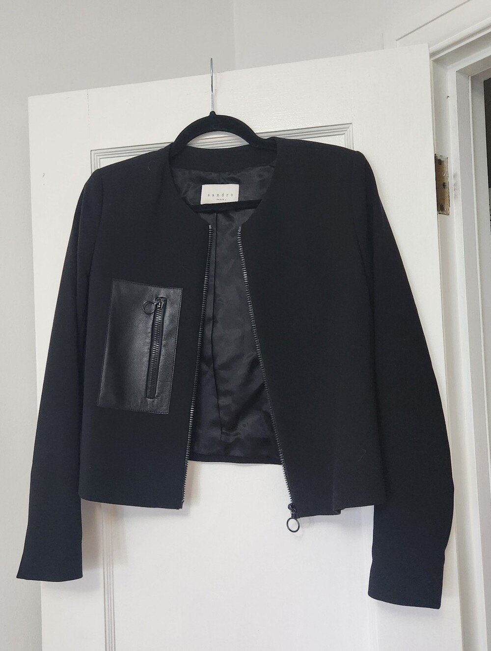 Sandro Crop Blazer Jacket Size 38 Black